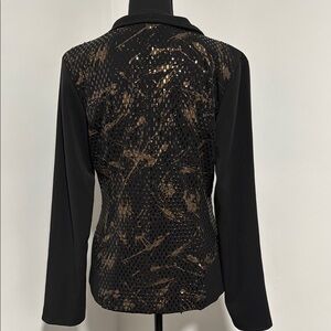 Womens Medium Jacket Blazer Black Gold‎ Metallic Evening Dressy Formal Vintage